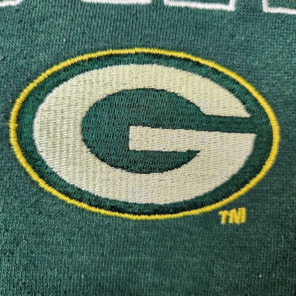 VTG 90s Green Bay Packers Sweater Men L Green Embroidered NFL Retro Colorblock - Picture 5 of 12